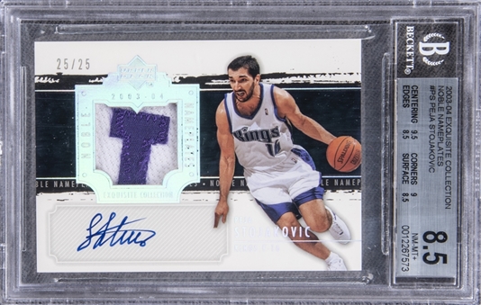 2003-04 UD "Exquisite Collection" Noble Nameplates #PS Peja Stojokovic Signed Game Used Patch Card (#25/25) – BGS NM-MT+ 8.5/BGS 10